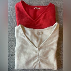 Madewell Ottoman Jacquard Ruched-Front Top Lot of 2 Size Small